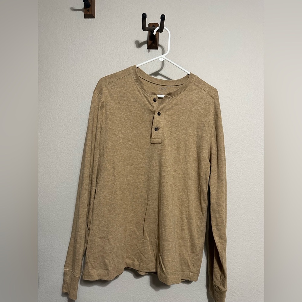 Jcrew tan Henley shirt medium